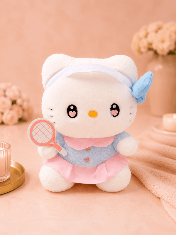 Cute Kitty Plush Toy with Tennis Racket